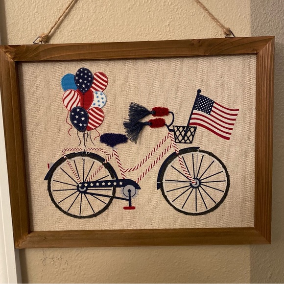 July 4th Patriotic Bicycle Wall Sign, Bicycle Kitchen Towels & Bicycle Napkins - Picture 6 of 13